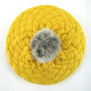 Cute Beret Knit Crochet Beanie Hat Cap Cony Hair Ball Baby Children Kid New