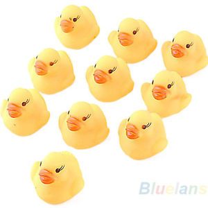 10x Baby Kids Children Bath Floating Toy Rubber Squeaky Duck Ducky Yellow BE4U