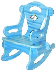 Blue Rocker Rocking Chair Solid Wood Kid Child Baby Boy Girl Play Toy Furniture