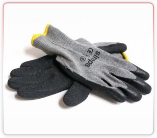 2 x Pair Rubber Latex Black Gardening Garden Builders Work Gloves Size M
