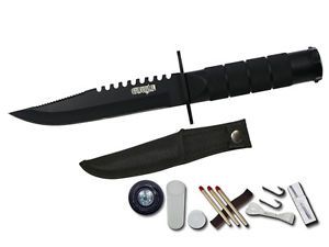 8" Mini Black Rambo Knife Camping Emergency Survival Kit Tactical Combat Tools