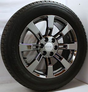 New Set of 4 Black Chrome GMC Sierra Yukon Denali 20" Wheels Rims Tires Sensors