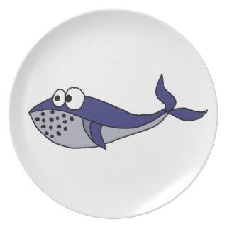 Funky Blue Whale Cartoon Design Party Plates