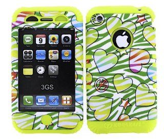 3 IN 1 HYBRID SILICONE COVER FOR APPLE IPHONE 3G 3GS HARD CASE SOFT YELLOW RUBBER SKIN ZEBRA PEACE YE TE427 KOOL KASE ROCKER CELL PHONE ACCESSORY EXCLUSIVE BY MANDMWIRELESS: Cell Phones & Accessories