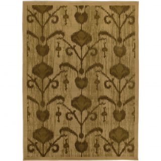 Ikat Cappuccino Light Brown Abstract Area Rug (55 X 78)