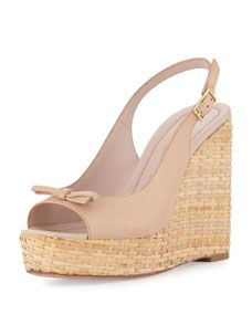 kate spade new york Della Leather Wedge Sandal, Pale Pink