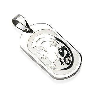   Stainless Steel Chinese Dragon Dog Tag Pendant: Jewelry: 