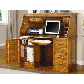  Solid Oak Roll Top Computer Desk: Furniture & Decor