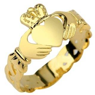 Gold Claddagh Ring with Trinity Band
