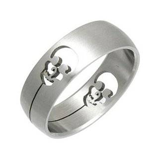 Mens Stainless Steel Skull Cross Bones Cutout Ring Band Jewelry 
