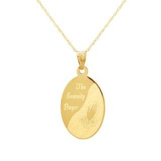 10k Yellow Gold Laser Oval Polished Serenity Pendant Necklace, 18