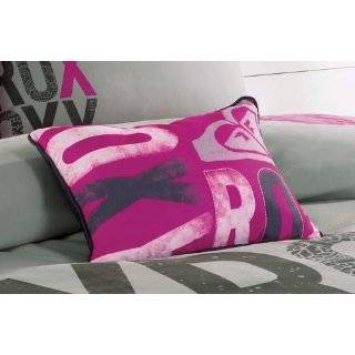 Roxy Pink Gray Graphic Logo Print Teen Girls Duvet Sham Set  