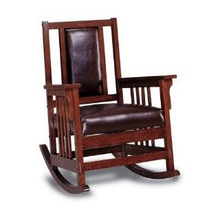Coaster Mission Style Rocking Wood and Leather Chair Rocker