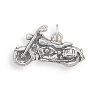  Silver Toned Motorcycle Pendant and Earrings Set Jewelry
