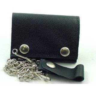    Distressed Natural Brown Leather Chain Wallet #15 